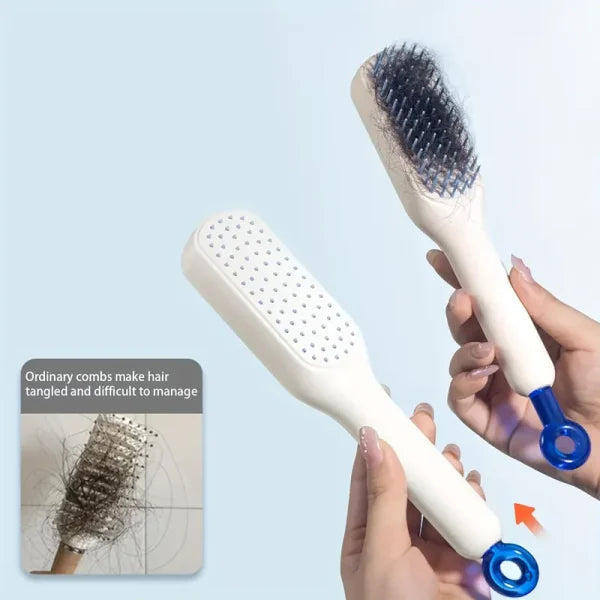 Self-Cleaning Anti-Static Massage Comb – Effortless Hair Care for All Hair Types