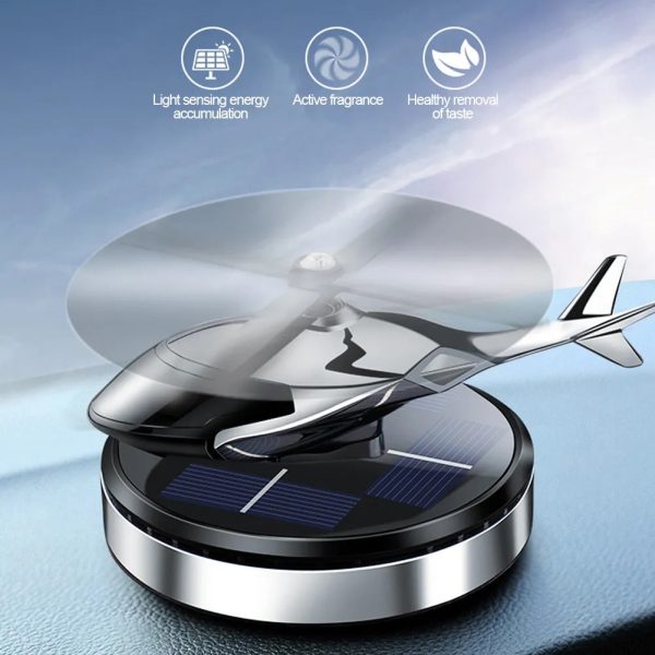 Silver Car Aroma Diffuser – Solar-Powered Helicopter Design